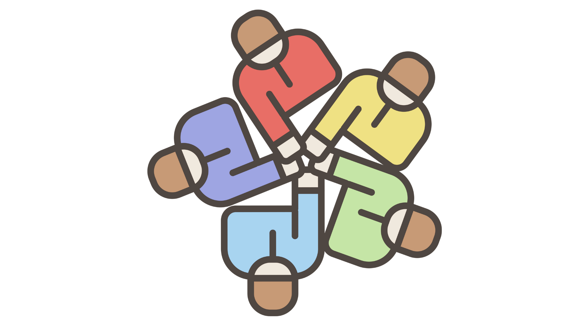 Colorful illustration of people joining hands in unity and collaboration